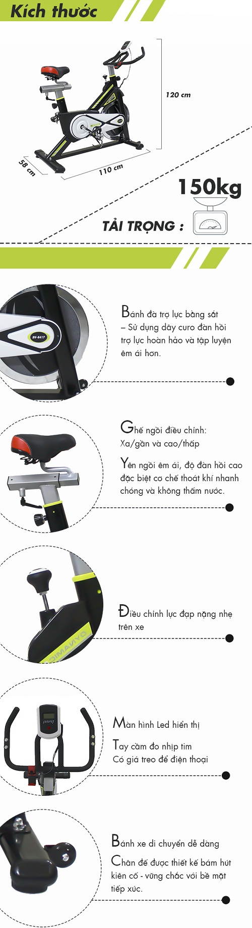 Xe đạp tập thể thao Đại Việt DV – 6417 sở hữu chức năng luyện tập thông minh